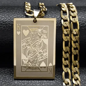1 Collar con colgante de Poker King Spades Hearts K para hombres y mujeres