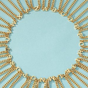 1 collar y pulsera de cadena con decoración de letras a la moda para mujer