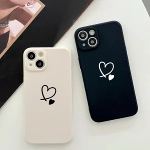 1 Cover para teléfono con estampado de corazón y pintura colorida para parejas, 2 und