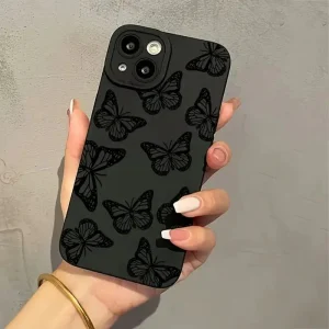 1 funda de teléfono ultrafina a prueba de golpes con diseño de mariposa negra para iPhone