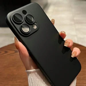 1 funda protectora de pantalla de vidrio AR con textura de piel negra de estilo empresarial