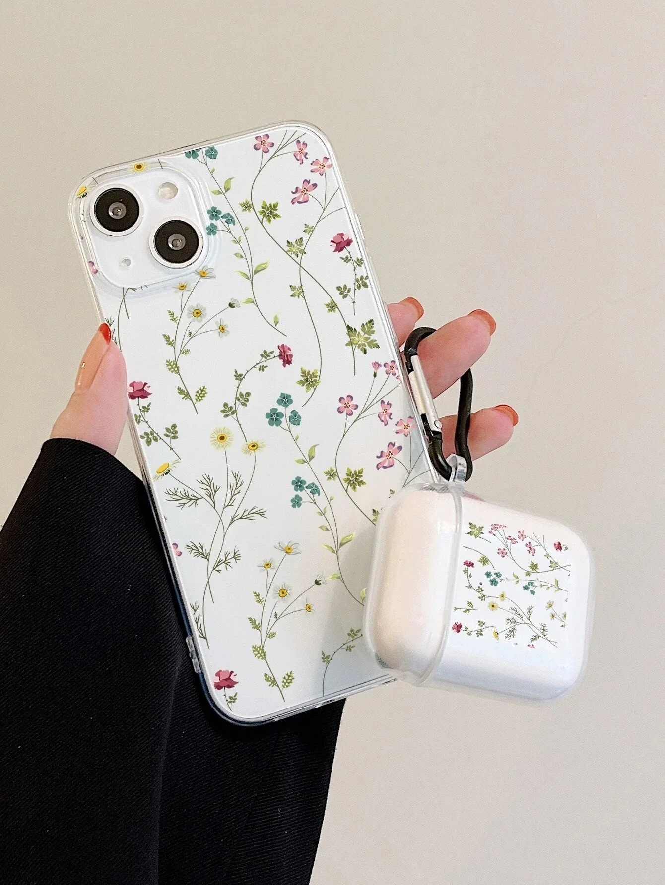 1 funda transparente con diseño floral y 1 funda compatible con Airpods - Imagen 4