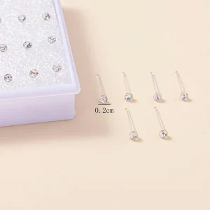 1 juego de 20 pares de pendientes de botón multicolor con pedrería para mujer, joyería