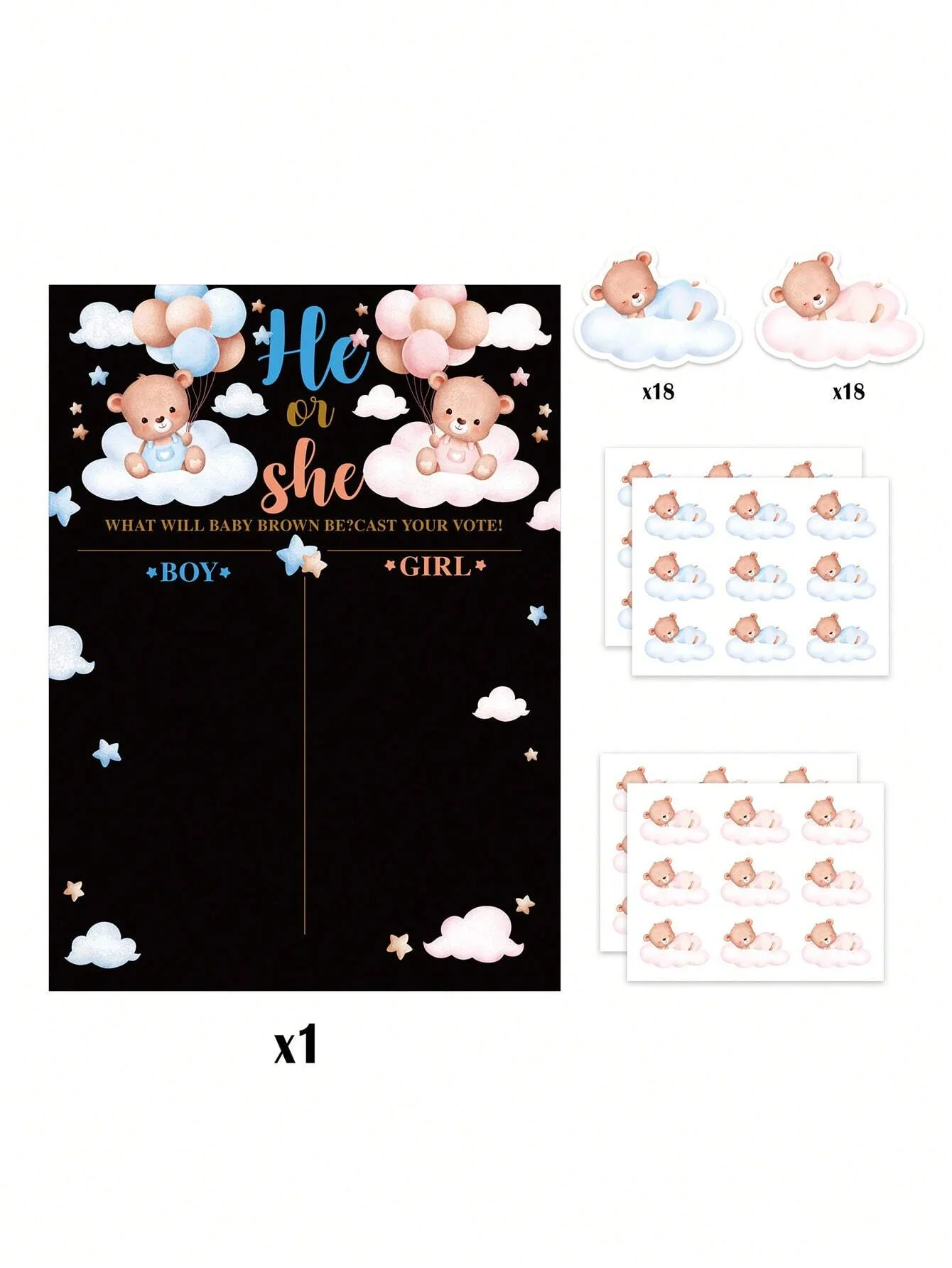 1 juego de pegatinas para juegos de revelación de género, póster de predicción de género - Imagen 6