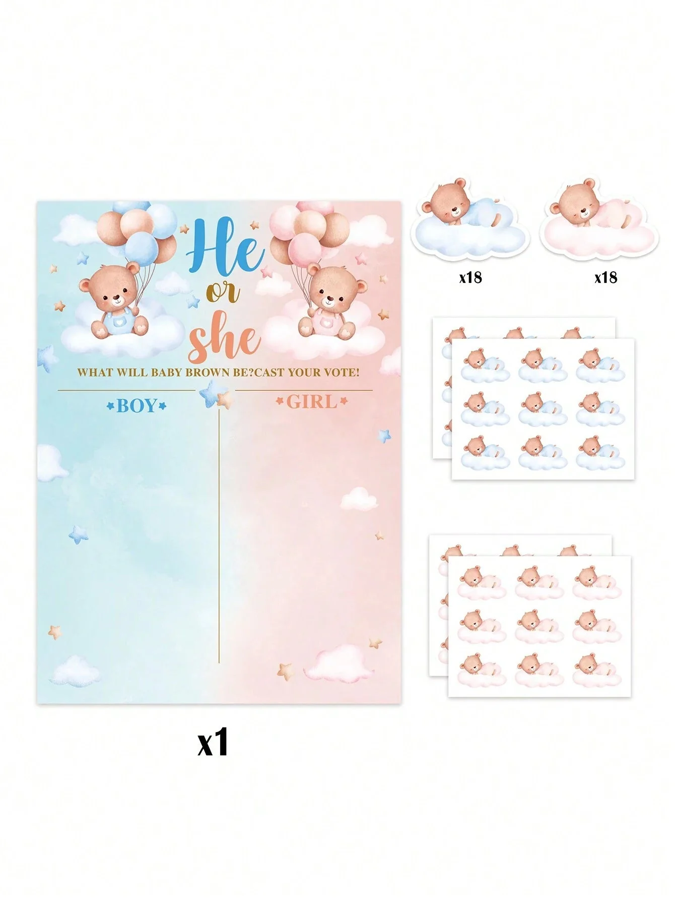 1 juego de pegatinas para juegos de revelación de género, póster de predicción de género - Imagen 4