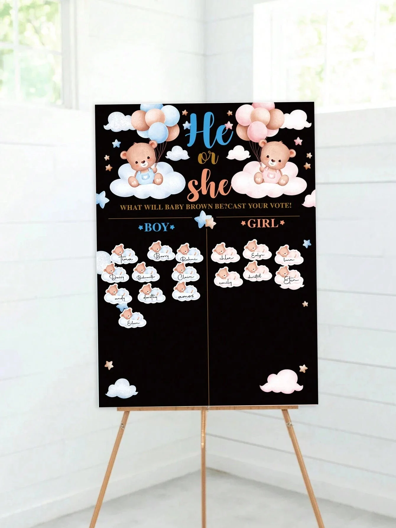 1 juego de pegatinas para juegos de revelación de género, póster de predicción de género - Imagen 7