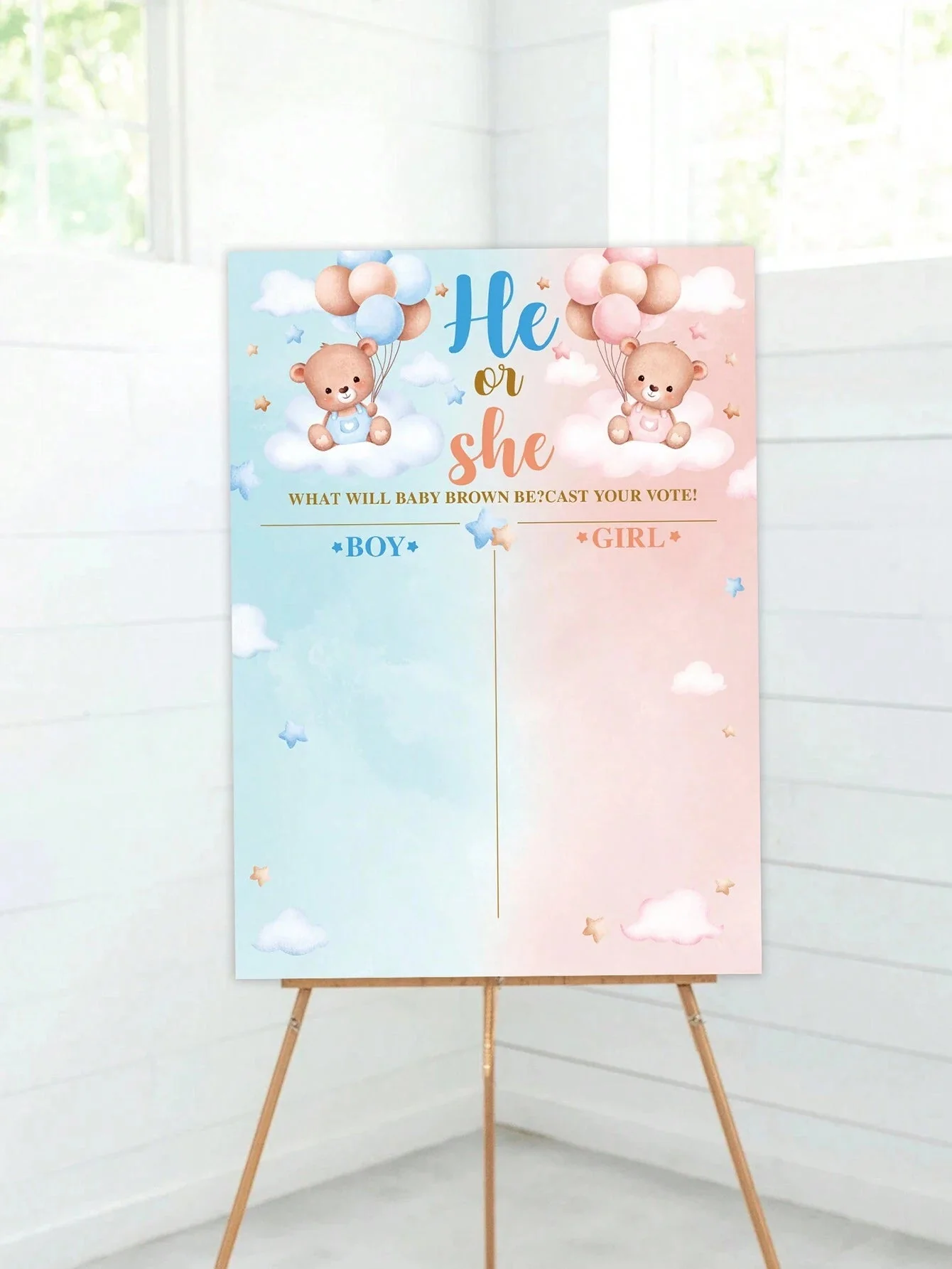 1 juego de pegatinas para juegos de revelación de género, póster de predicción de género