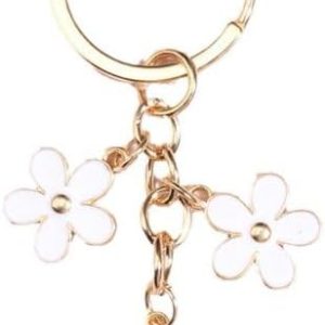 1 paquete de colgantes de flores, llavero de metal, cadena de flores lindas