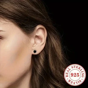 1 Par de Pendientes de Moda para Mujer, Cerámica Negra Hip-Hop