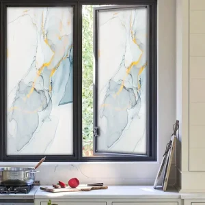 1 película electrostática para ventana de vidrio con patrón de tinta, ideal para sala de estar