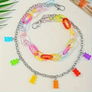 1 pieza de cadena de cintura colorida inspirada en el estilo vintage con broches de oso