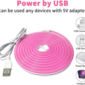 1 Pieza, Tira De Luz LED De Neón En Rojo, Con Interruptor 501, Ideal Para Espejos