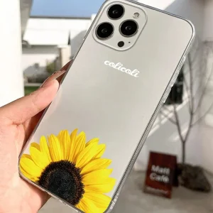 1 Unidad, Funda Protectora Para Teléfono, Diseño De Girasol, Funda Transparente
