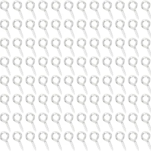 100 Mini gancho de metal con tornillo de ojo, clavija de aro pequeña para llavero