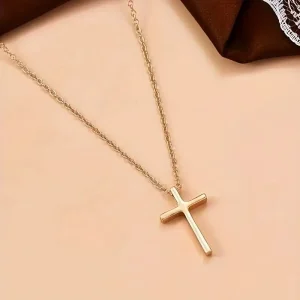 1pc Collar con Colgante de Cruz Dorada Vintage Clásico y Elegante