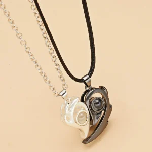 2 piezas Collar pareja colgante de corazón