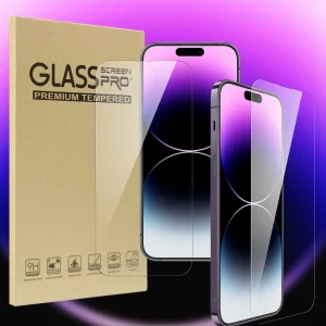 2 protectores de pantalla HD anticaídas de película templada para iPhone 14 Plus