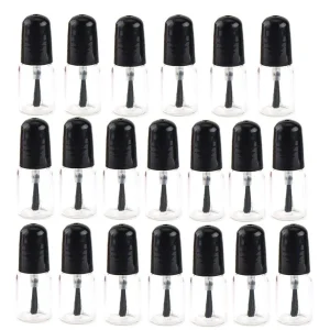 20 botellas vacías de esmalte de uñas de 0.1 fl oz con tapa de cepillo, recipiente de botella de vidrio transparente