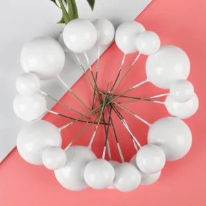 20 piezas de decoración de bolas blancas para tartas