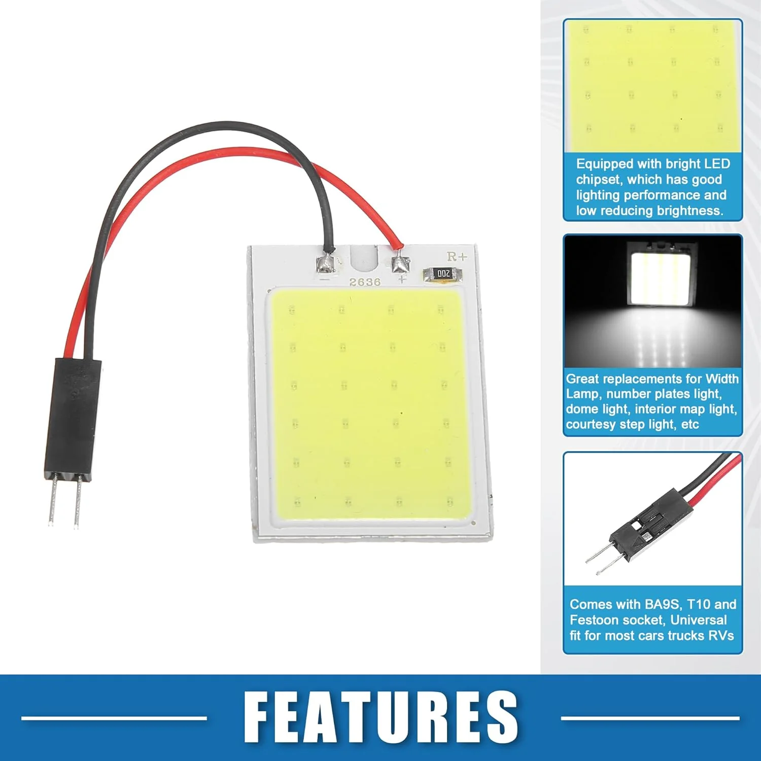 2PCS 24SMD DC12V Panel LED Coche RV Interior Luz de techo Lámpara de techo con cable - Imagen 3
