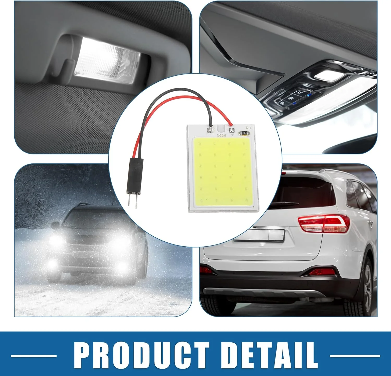 2PCS 24SMD DC12V Panel LED Coche RV Interior Luz de techo Lámpara de techo con cable - Imagen 2