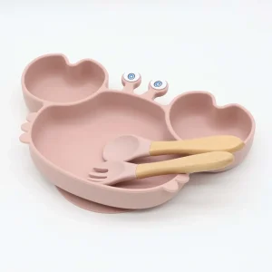 Plato Silicona Cangrejo con Cubiertos