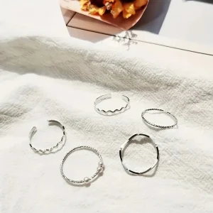 5 piezas, juego de anillos para mujer, diseño de perlas imitación