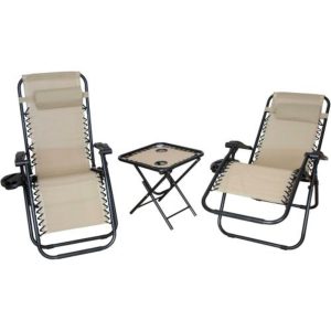 DUPI Conjunto de 2 Tumbonas Regulables Beige y 1 mesita Plegable – Muebles y Electrodomesticos Contreras