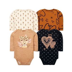 Set 4 Bodys Manga Larga Café