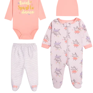 Ajuar Rosa 4 Piezas Algodón