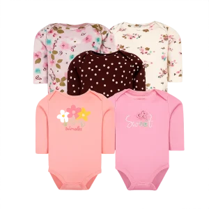 Set 5 Bodys Manga Larga Flores