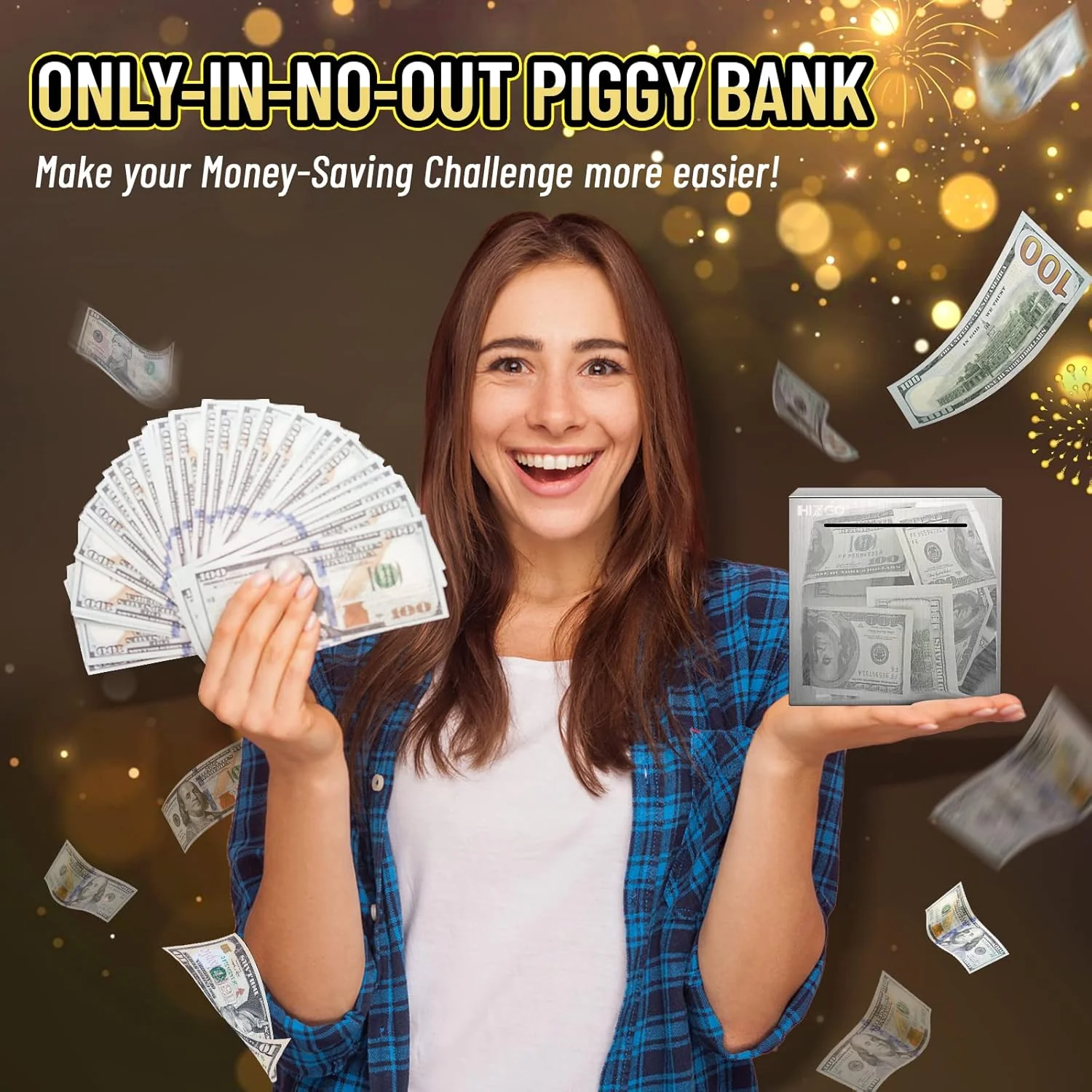 Alcancía segura Hizgo de acero inoxidable para adultos, ahorros para niños, solo ahorro - Imagen 6