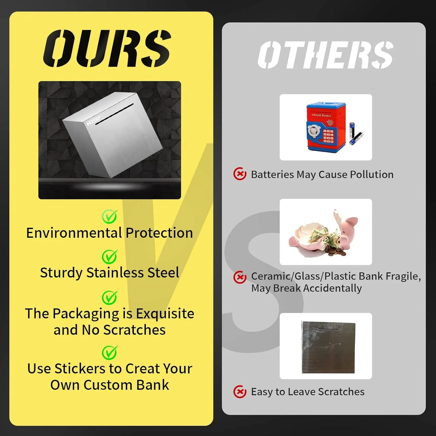 Alcancía segura Hizgo de acero inoxidable para adultos, ahorros para niños, solo ahorro - Imagen 5