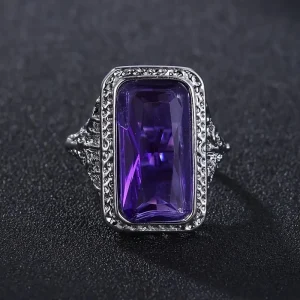 Anillo de aleación con cuentas de resina grandes y cuadradas, ideal como regalo