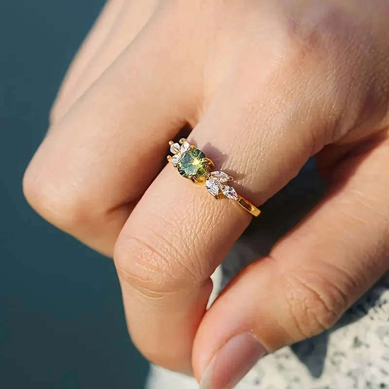 Anillo de Promesa Elegante | Incrustación de Zirconia Sintética