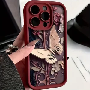 Arte de relieve pintado Mariposa con escarcha Funda para iPhone XR