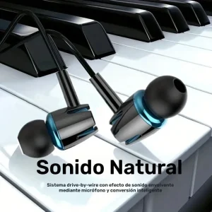 Audífonos con cable de alta calidad con diseño semi-in-ear, compatibles con teléfonos móviles