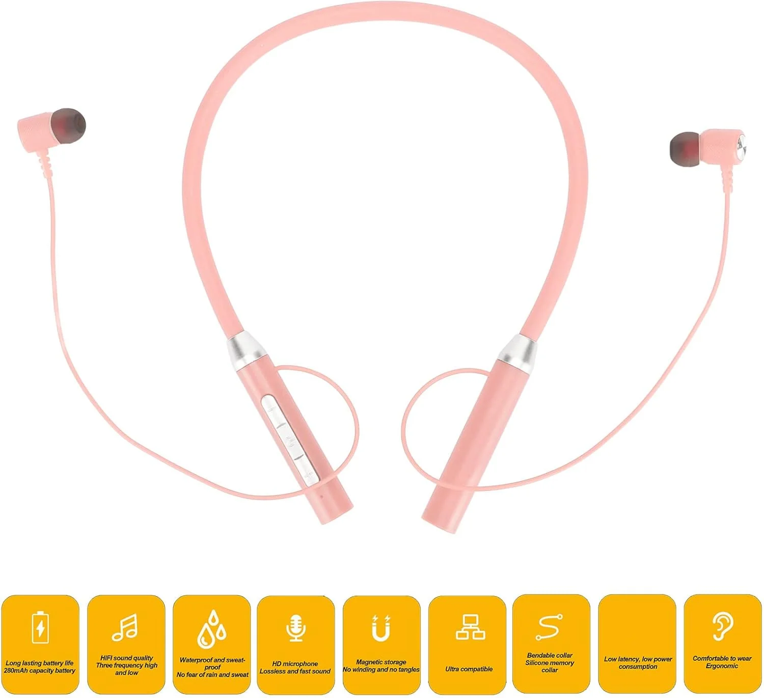 Auriculares Bluetooth con banda para el cuello, con controles mecánicos y botones multifuncionales - Imagen 2