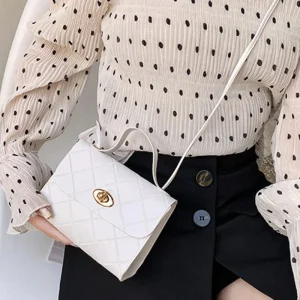 Bolso de mano cuadrado a rayas para mujer, estilo fresco y juvenil, gran capacidad, textura fina