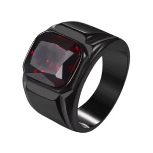 BONISKISS-anillo cuadrado de acero inoxidable para hombre, Gema sintética negra, ágata