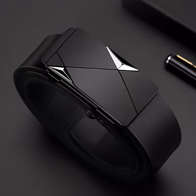 Cinturón sin dientes con hebilla automática para negocios y ocio, correa interior sin fugas