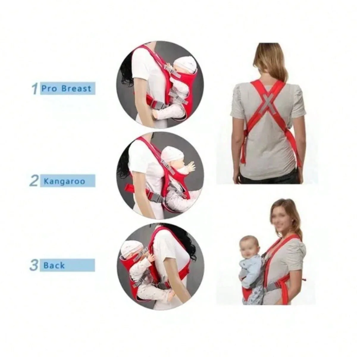 Cangurera Mochila Porta Bebe Ergonómica 3 en 1 Azul - Imagen 3