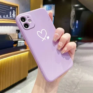 Carcasa de teléfono de silicona todo en uno de última moda con diseño de corazón blanco