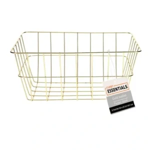 Cesta de almacenamiento rectangular de hierro dorado Essentials