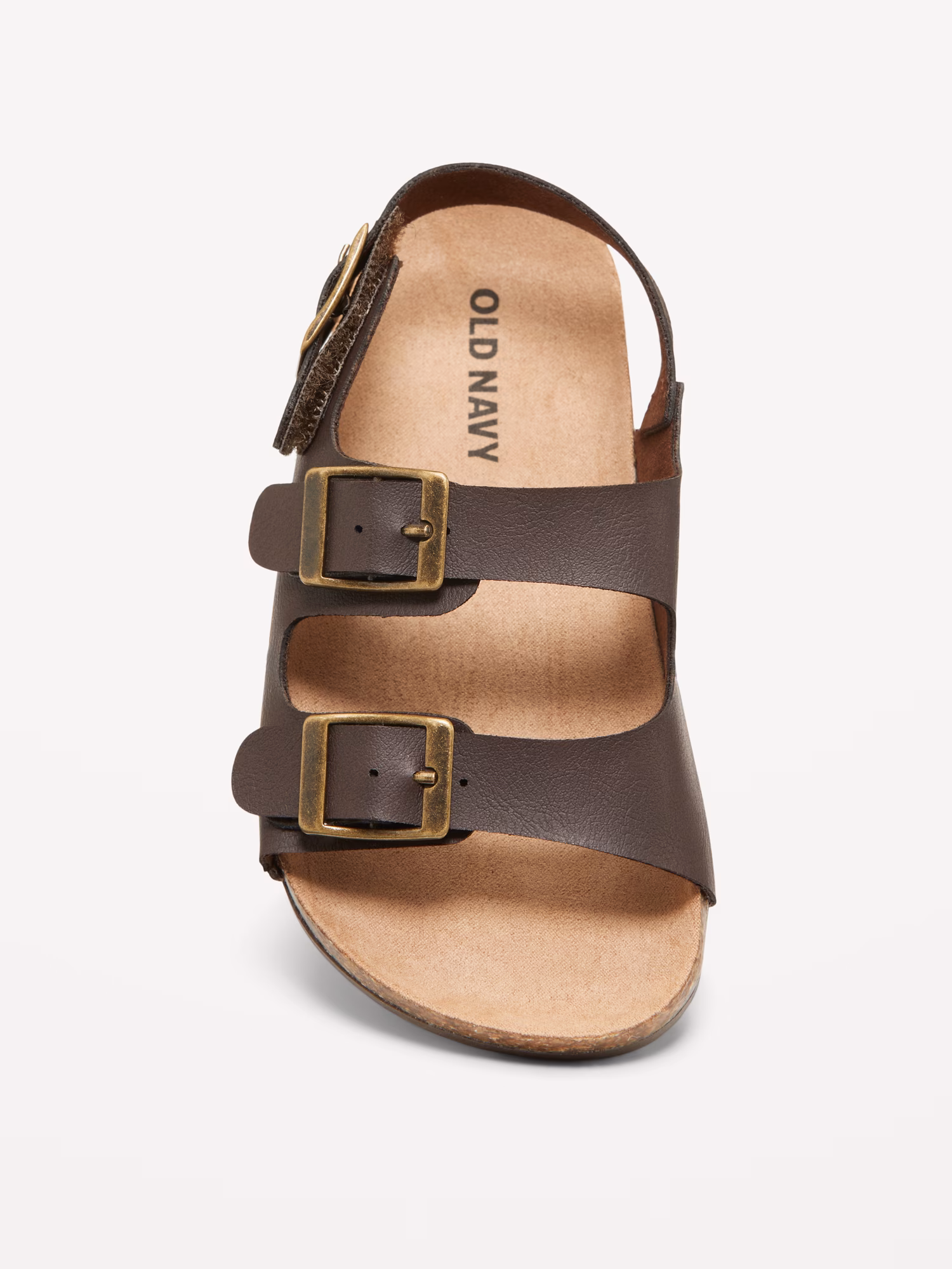 Sandalias de doble tira de piel sintética para niños pequeños