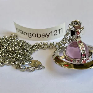 Collar Colgante Vivienne Westwood Plata Rosa 3D Orbe Grande