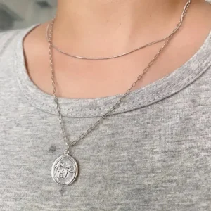 Collar con colgante de doble capa para hombre y mujer, accesorio de moda