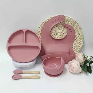 Conjunto de 5 piezas de traje de alimentación de silicona - Incluye tazón de succión