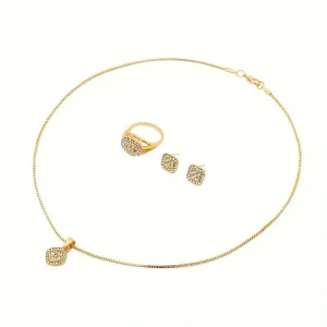 Conjunto de joyería de 3 piezas, anillo minimalista de moda