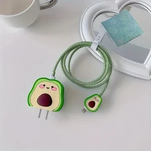 Cubierta protectora de estilo aguacate para cable de datos de cargador Apple